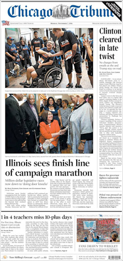 De Chicago Tribune voorpagina van 7 november 2016
