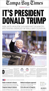 De voorpagina van de Tampa Bay Times van 9 november 2016