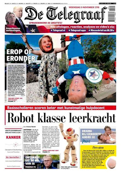 De voorpagina van de Telegraaf van 9 november 2016