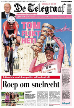 Voorpagina van De Telegraaf van 29 mei 2017